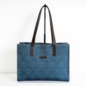 Authentic Dooney & Bourke Vintage Blue Canvas Denim Tote Bag